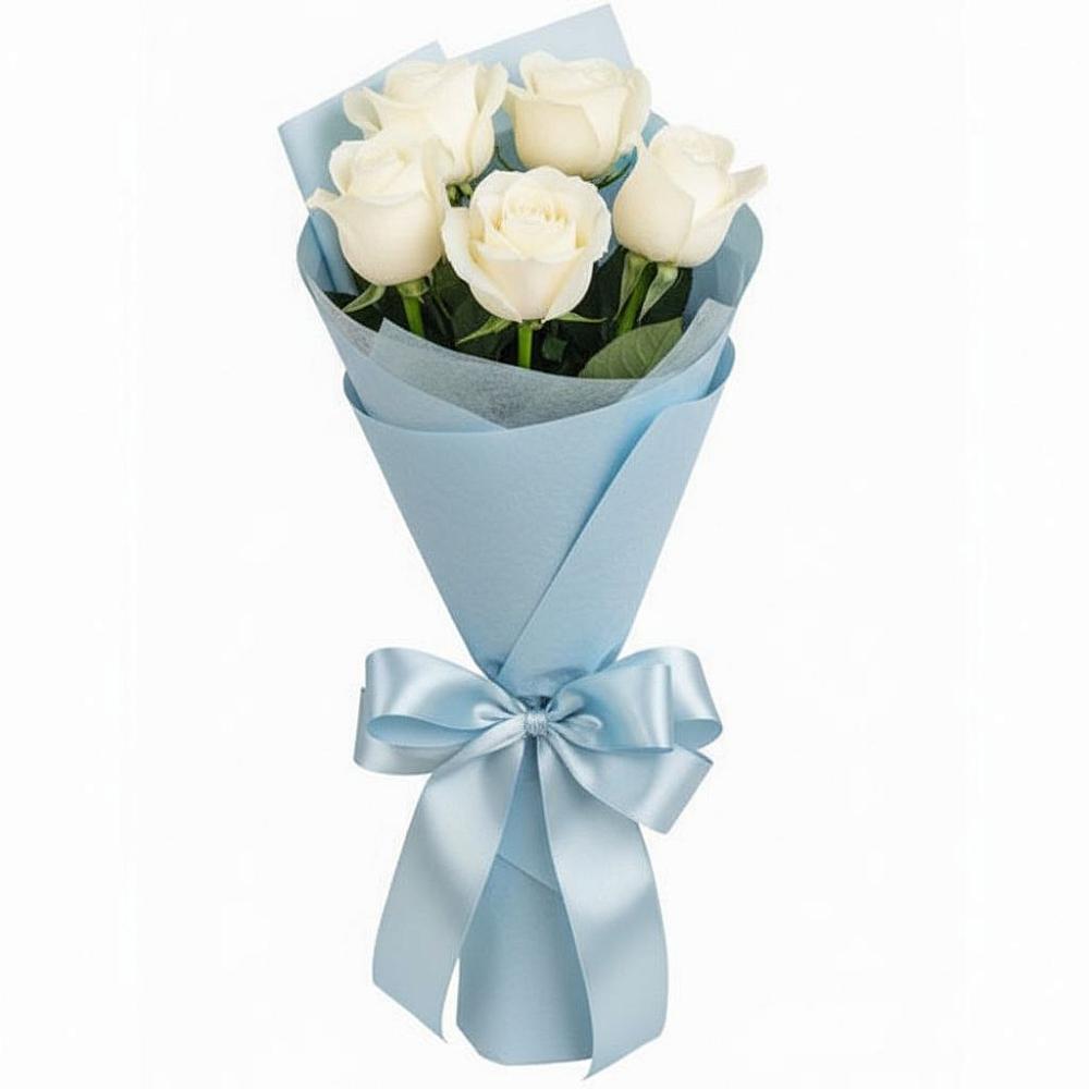 Букет 5 Белых роз Проуд в Новой Криуше