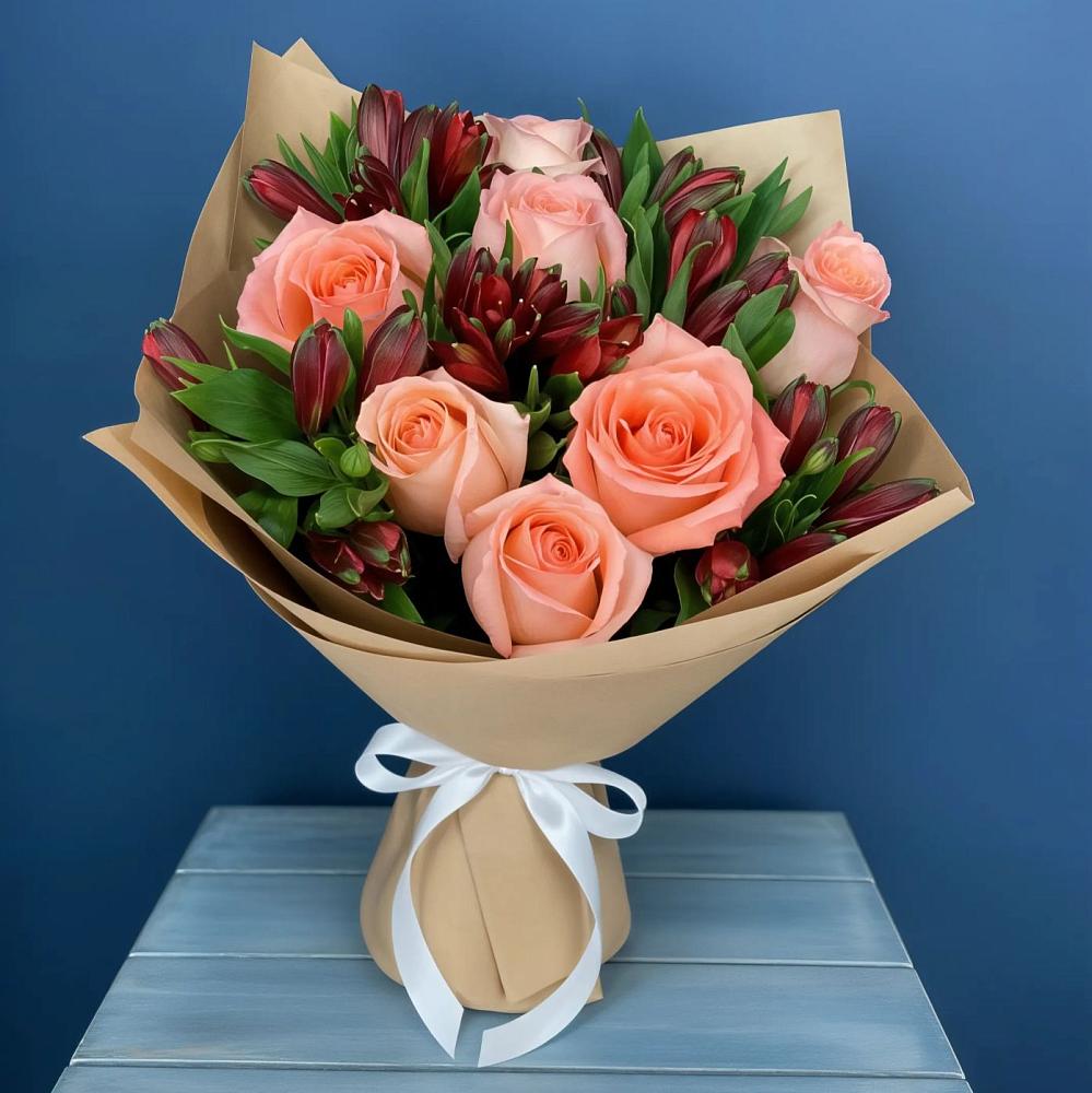 Букет цветов из: Розы и Альстромерии в Новой Криуше