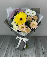 Букет цветов из:  Розы, Герберы и Хризантемы в Новой Криуше