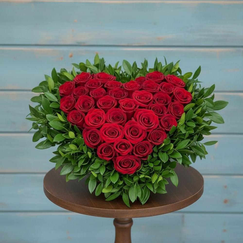 Цветочная композиция из Розы в виде сердца в Новой Криуше