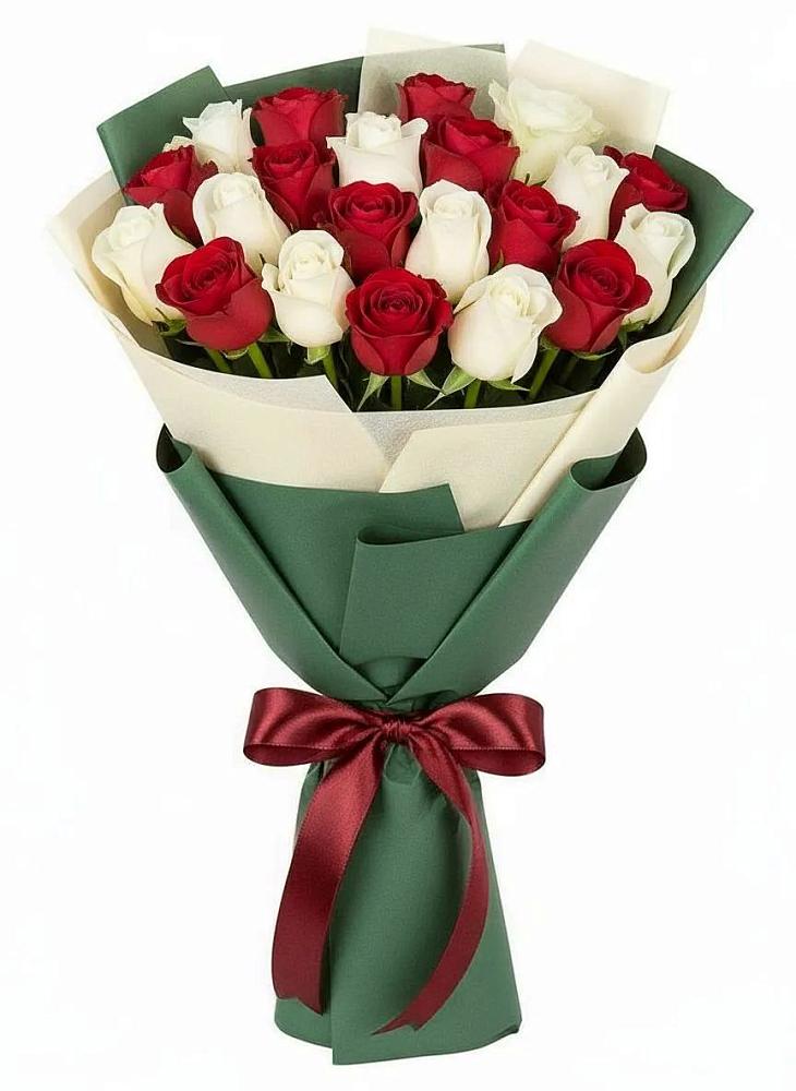 Букет Микс из красных и белых роз в Новой Криуше