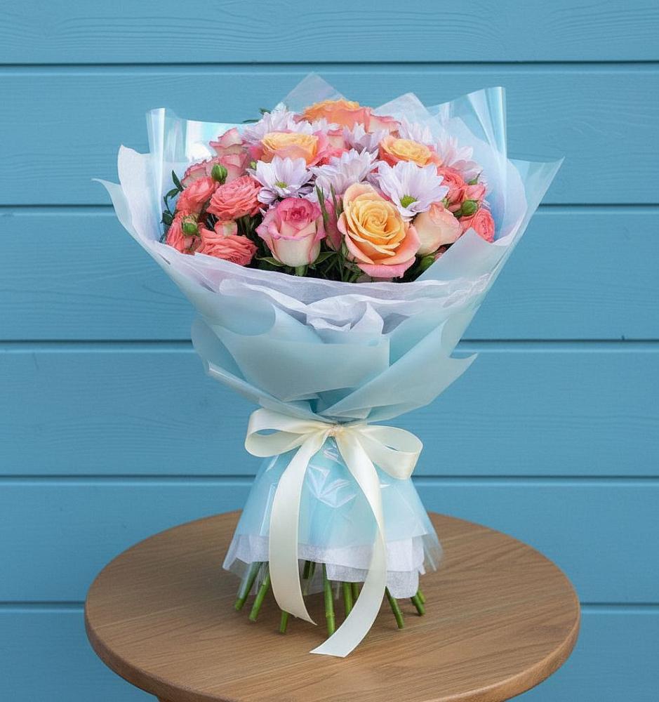 Букет цветов из: Хризантемы и Розы в Новой Криуше