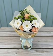 Букет цветов из:  Герберы, Розы и Хризантемы #REPLACE_PRED# Новой Криуше