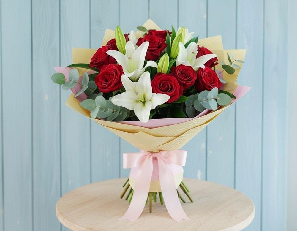 Букет цветов из: Лилии и Розы в Новой Криуше